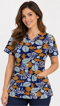 Autumn Leaves Scrub Top Print