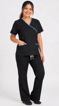 Women’s mock wrap scrub set with matching bootcut pants