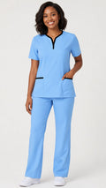 Women’s tunic style scrub set with matching scrub pants