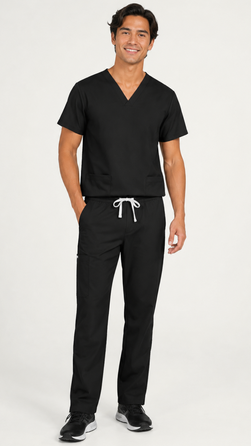 Unisex cargo scrub set with pencil slot