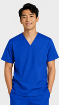 Unisex V-neck 1 chest pocket scrub top