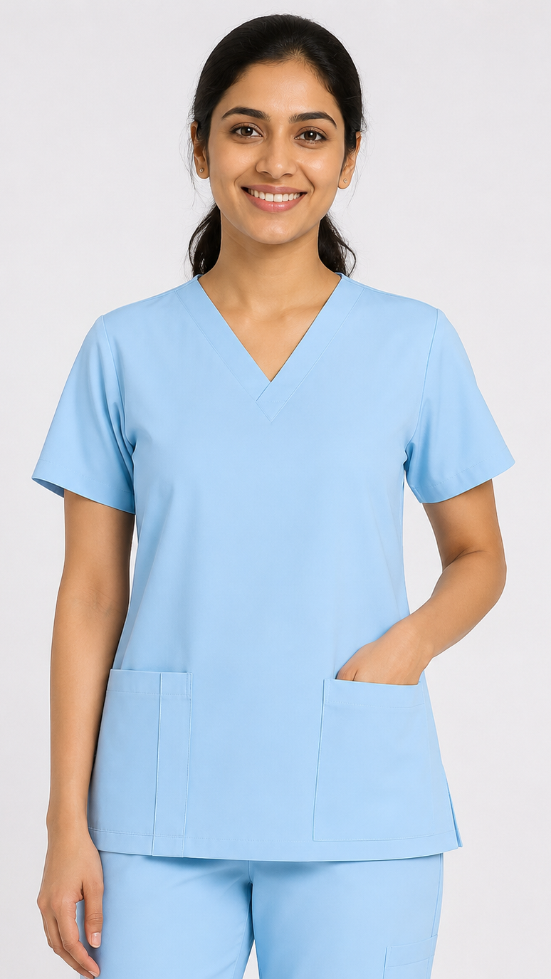 Women’s 2 pocket scrub top with pencil slot