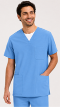 Unisex V-neck 3 pocket scrub top with pencil slot