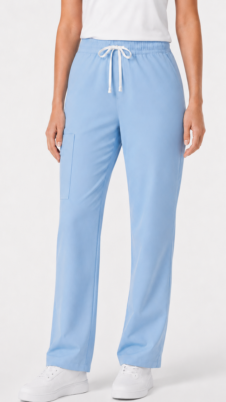 Women’s 2 pocket cargo scrub pants with elastic waist and drawstring