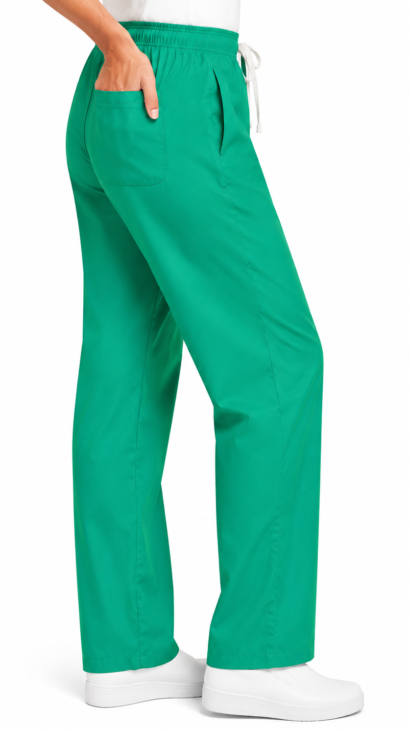 Unisex 3 pocket scrub pants with elastic waist and drawstring
