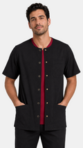 Unisex short sleeve scrub jacket with front snap buttons