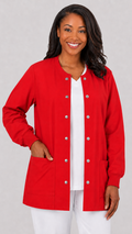 Unisex long sleeve warm-up scrub jacket with front snap buttons