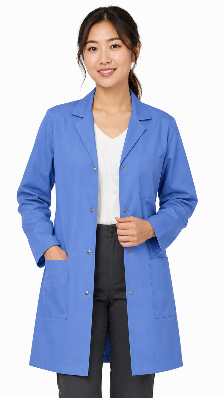 Unisex 3 pocket lab coat with snap buttons