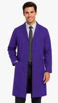 Unisex pleated poplin lab coat with plastic buttons