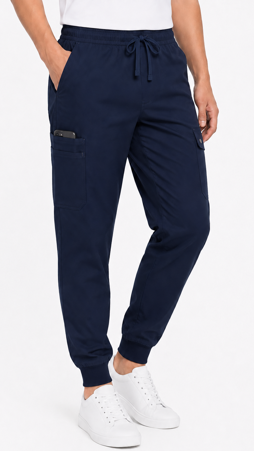 Unisex 6 pocket cargo jogger scrub pants with cargo pockets and drawstring waist