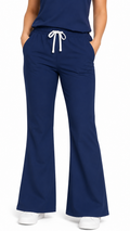 Women’s flare leg scrub pants with elastic waist and drawstring