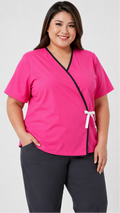 Plus size front open cloth mammography exam gown with kimono-style closure
