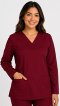 Unisex long sleeve scrub top with two front pockets