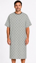 Classic leaf print patient exam gown with one chest pocket