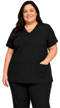 Plus size unisex 3 pocket scrub top with chest pocket and front patch pockets