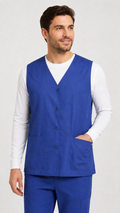 Unisex sleeveless scrub vest with cell phone pocket