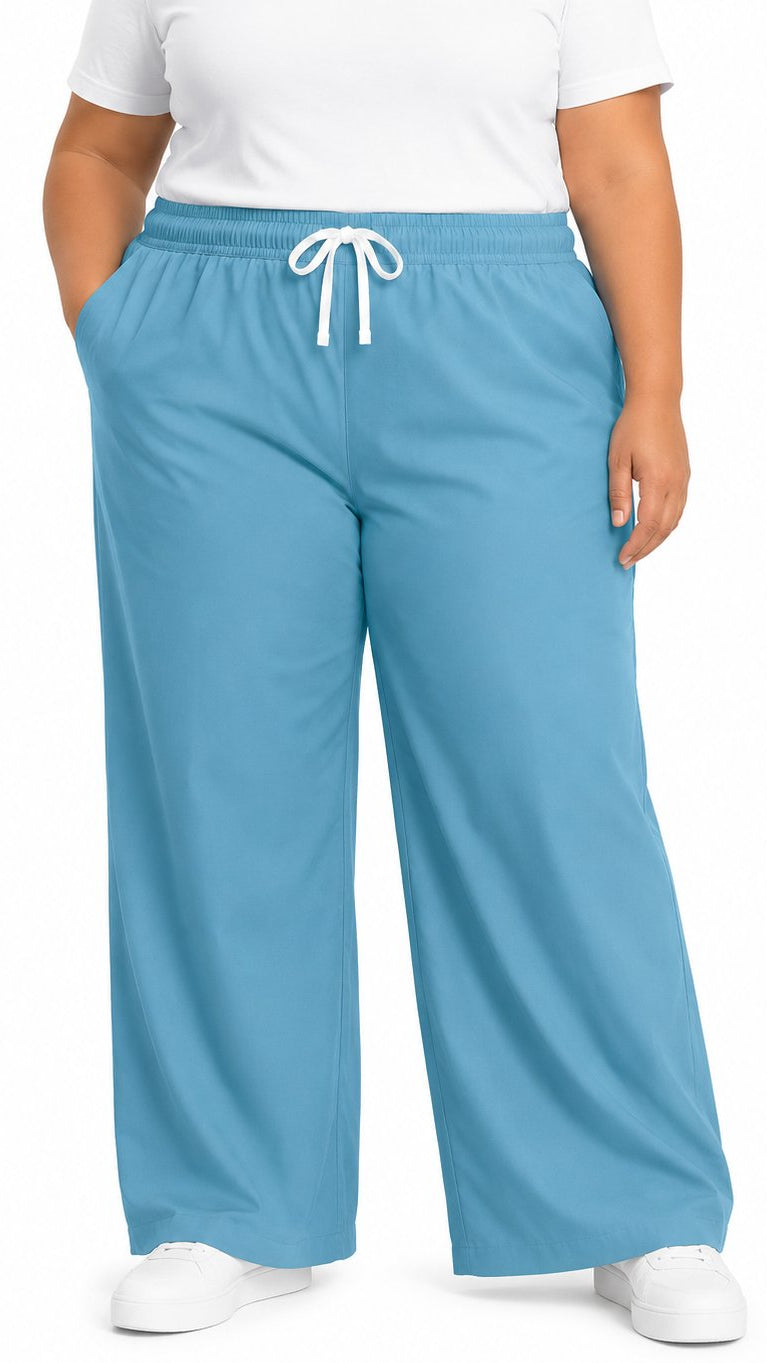 Unisex wide leg lymphedema scrub pants with elastic waist